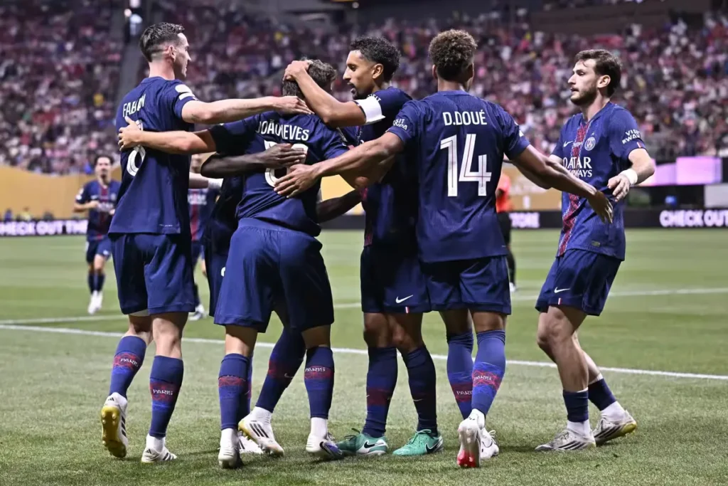 Selebrasi Joao Neves di laga PSG vs Inter Miami